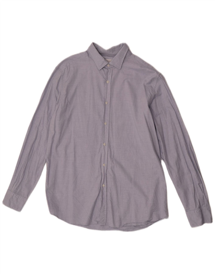 Мужская рубашка Massimo Dutti XL, синяя, хлопок