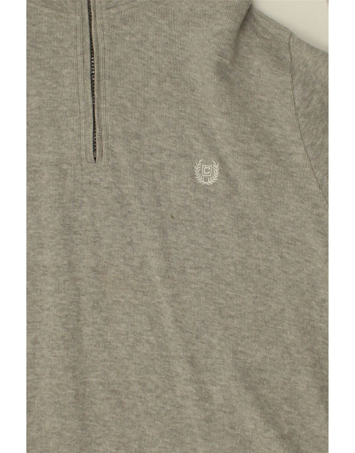 CHAPS Mens Zip Neck Top Long Sleeve Large Grey Cotton Vintage Chaps and Second-Hand Chaps from Messina Hembry 