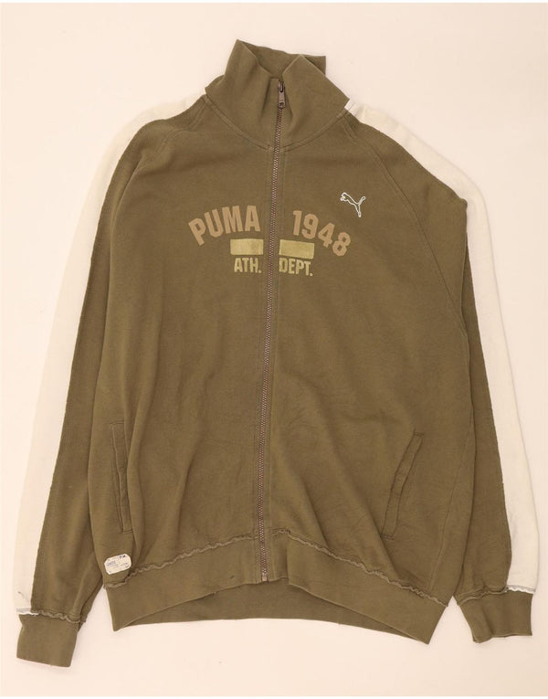 Мужской спортивный костюм Puma с графическим рисунком, куртка 2XL, цвет хаки, хлопок с цветными блоками