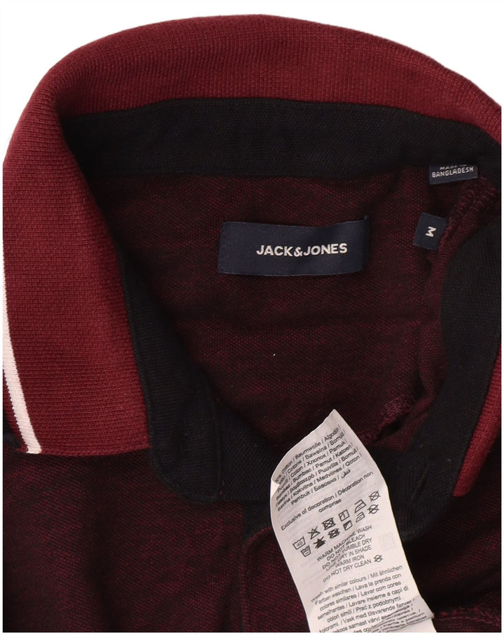Мужская рубашка-поло JACK & JONES среднего цвета, бордовый хлопок