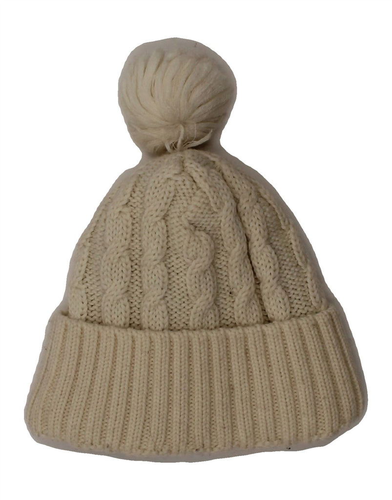 JACK WOLFSKIN Girls Storm Lock Knit Bobble Hat One Size Off White Winter Vintage Jack Wolfskin and Second-Hand Jack Wolfskin from Messina Hembry 