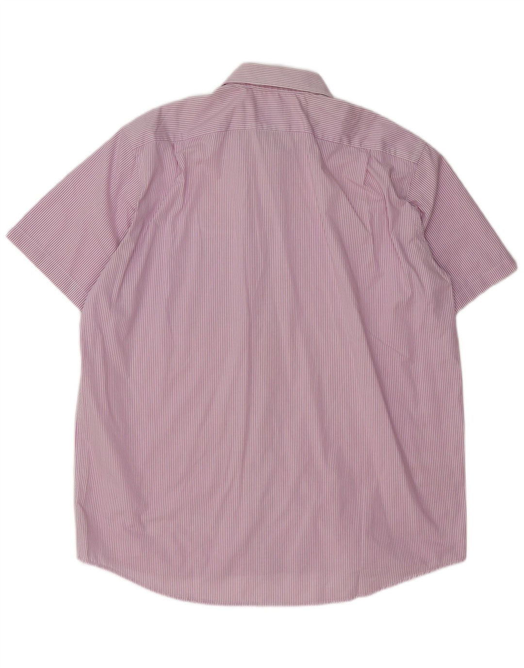 LACOSTE Мужская рубашка с коротким рукавом, размер 45 XL, фиолетовая, хлопковая в тонкую полоску