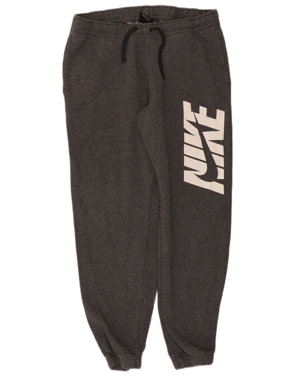 Мужские спортивные брюки с графическим рисунком Nike, хлопковые джоггеры среднего серого цвета
