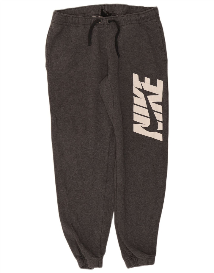 Мужские спортивные брюки с графическим рисунком Nike, хлопковые джоггеры среднего серого цвета