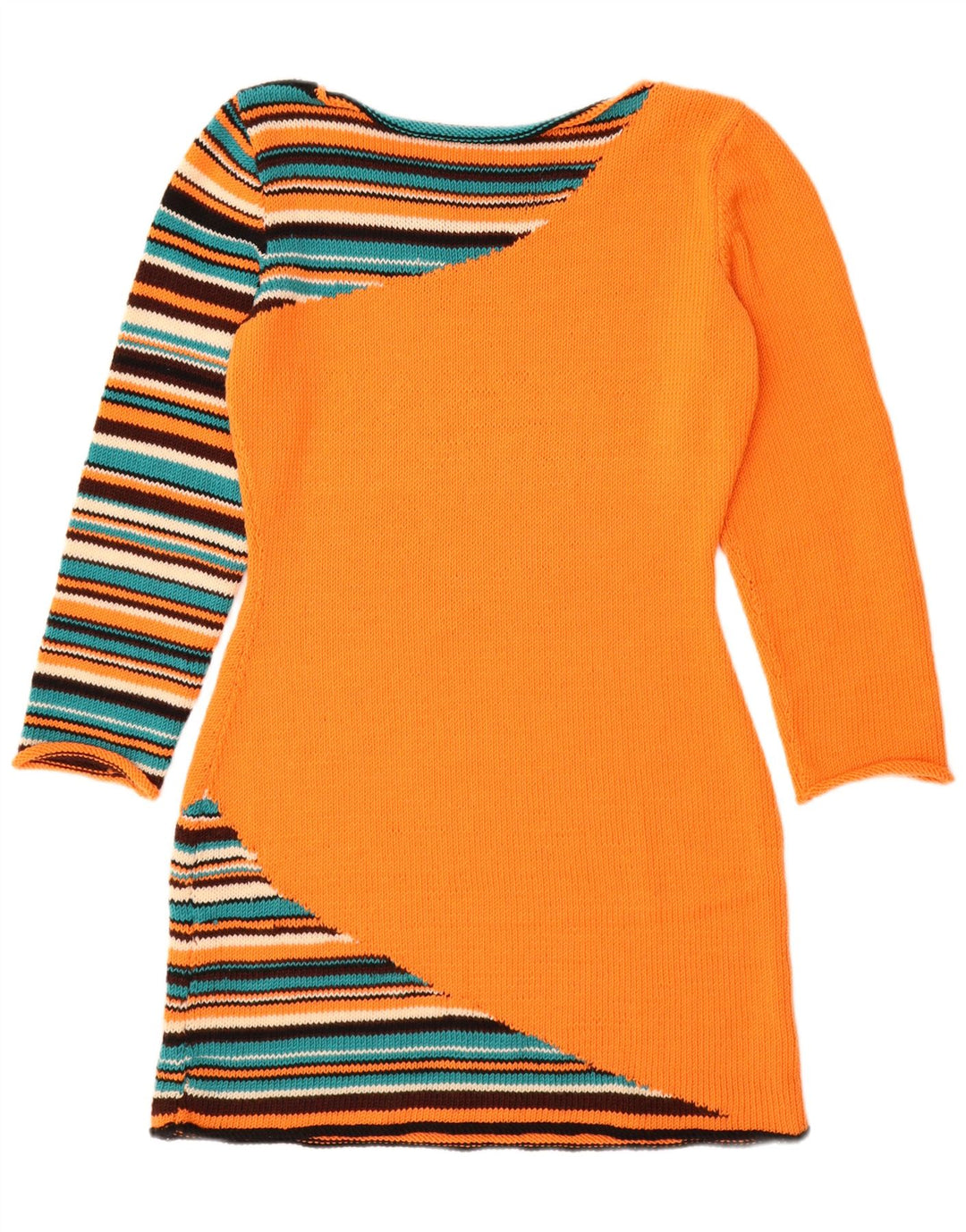 Женское платье-джемпер VINTAGE UK 12, средний оранжевый в полоску