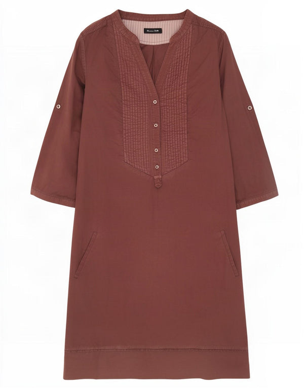 Massimo Dutti Женское платье прямого кроя с рукавом 3/4 EU 40 Средне-коричневый
