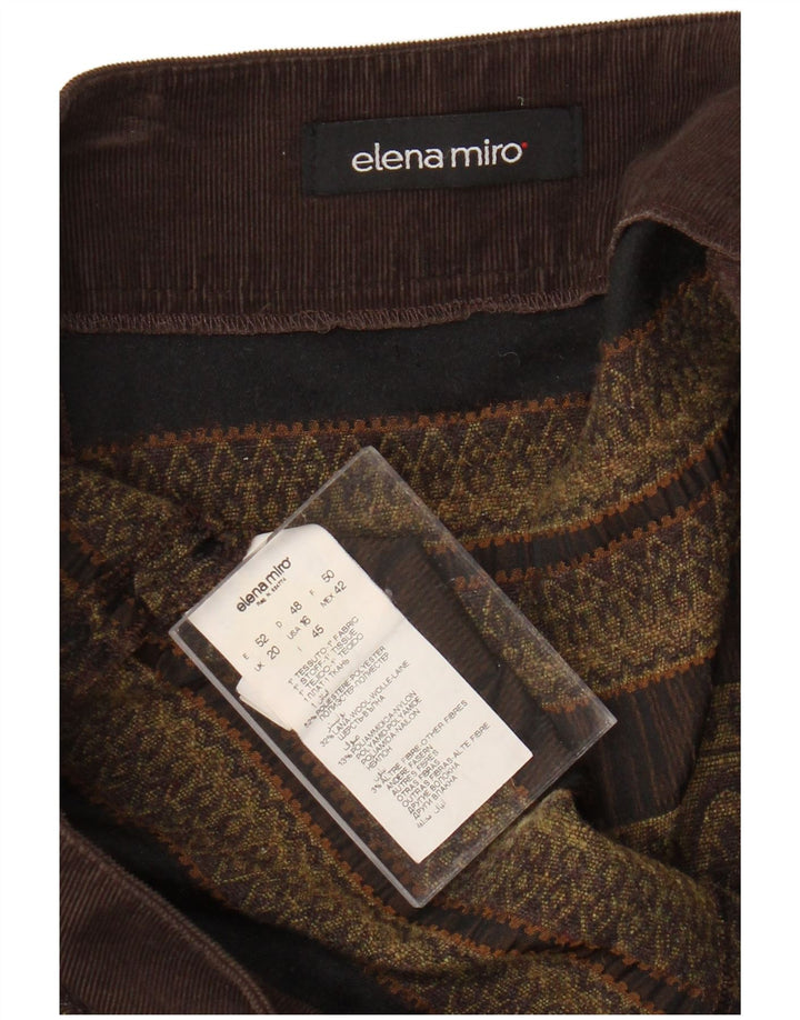 ELENA MIRO Женская юбка-трапеция UK 20 2XL W38 Коричневая полиэстер с геометрическим рисунком