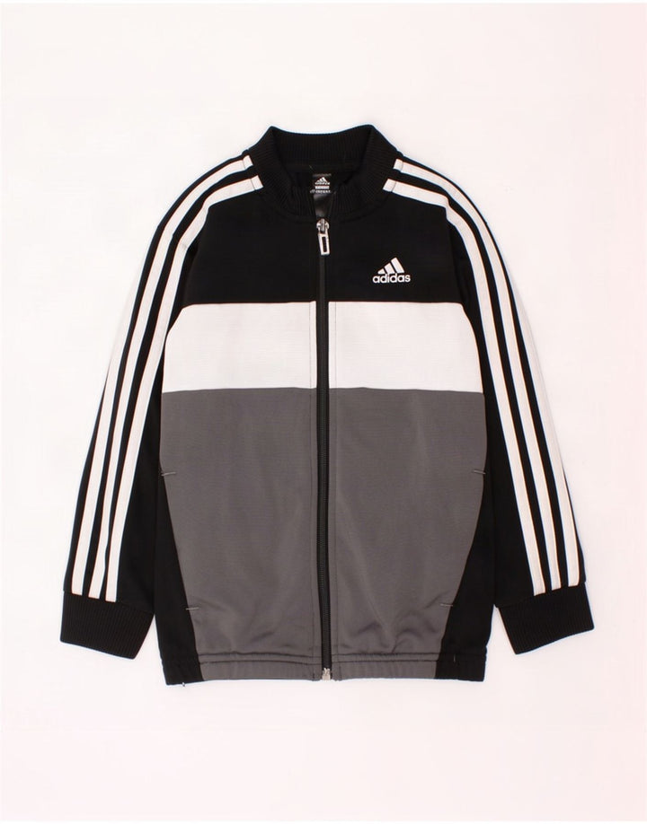 Спортивный костюм Adidas для мальчиков, верхняя куртка 5-6 лет, черный полиэстер с цветными блоками