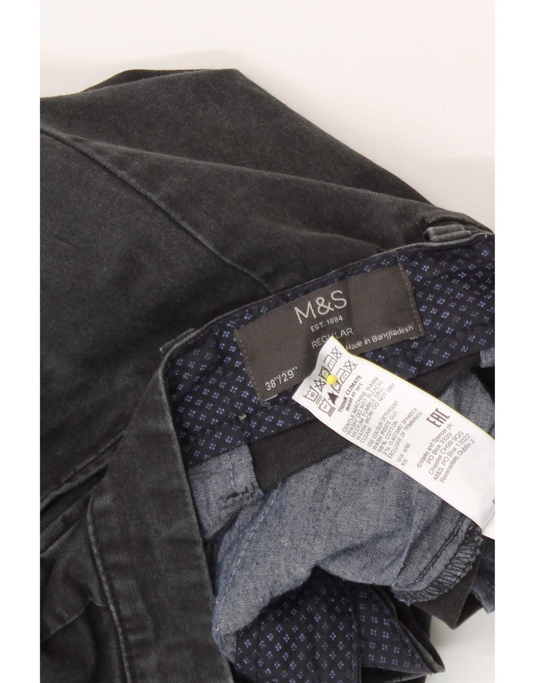 Мужские брюки чиносы Marks & Spencer стандартного кроя W38 L29 серые, хлопковые