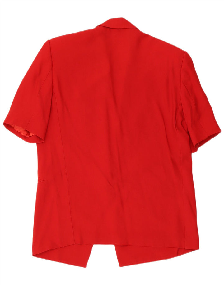 Винтажный женский пиджак с коротким рукавом на 1 пуговице, Великобритания 14, средний красный цвет