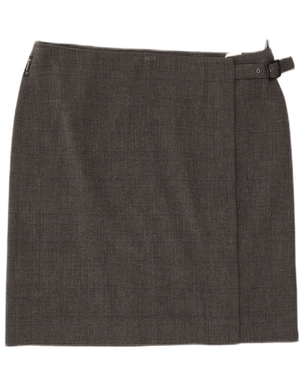 Armani Jeans Womens Wrap Skirt US 12 Large W34  Grey Check Polyester