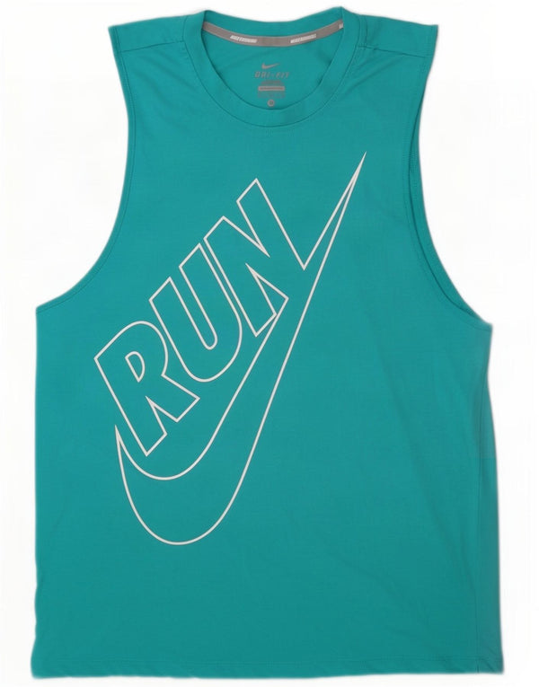 Женский жилет с графическим принтом Nike Dri Fit UK 14, средний бирюзовый цвет с блоками