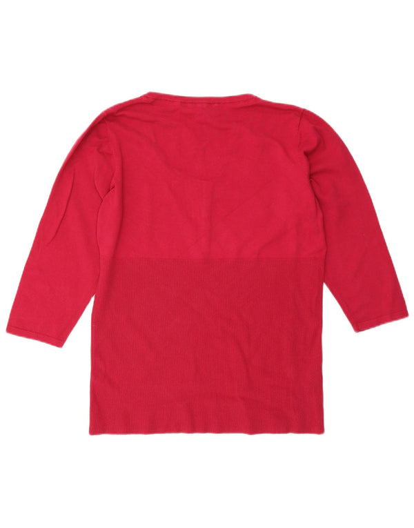 LAURA ASHLEY Женский джемпер с рукавами 3/4 на пуговицах, свитер UK 18 XL, красный