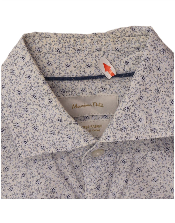 Мужская рубашка Massimo Dutti, маленькая белая хлопковая с цветочным принтом
