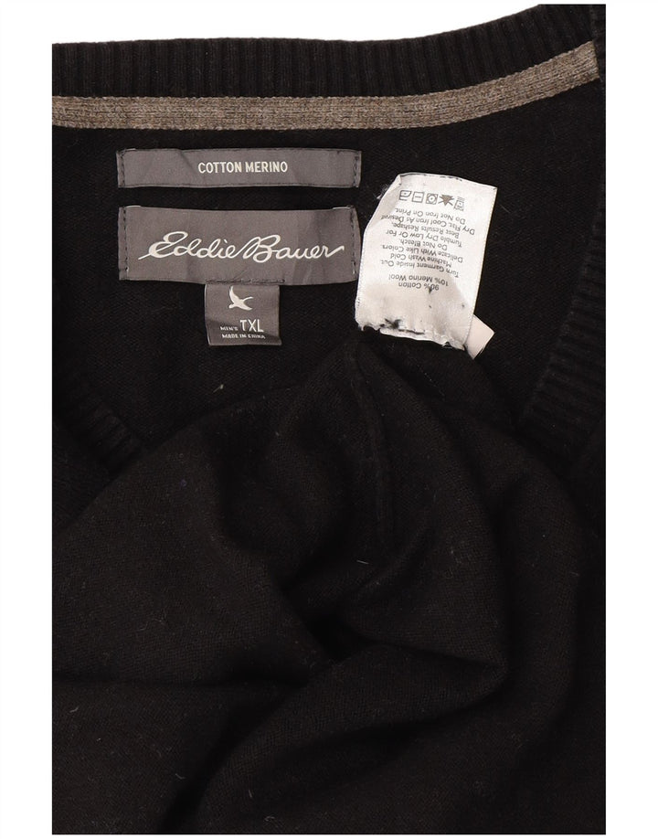 Мужской джемпер с v-образным вырезом Eddie Bauer XL, черный хлопок