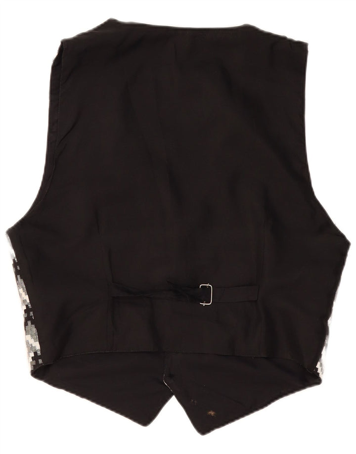 Винтажный мужской жилет большой черный с геометрическим узором