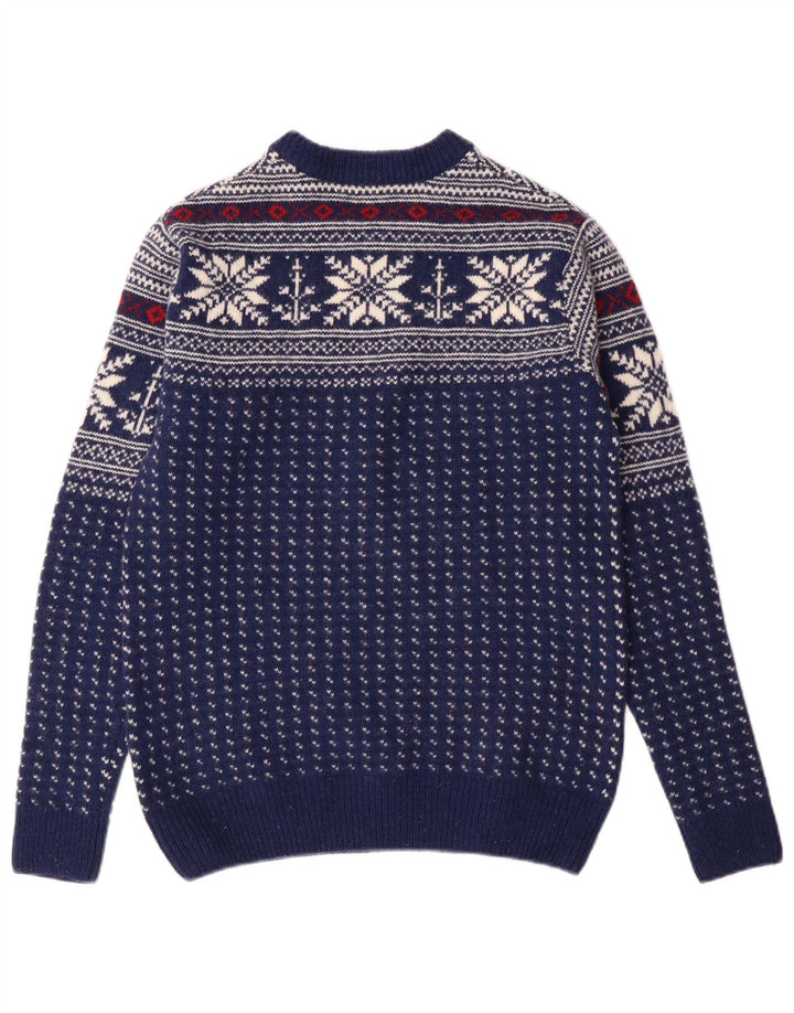 Мужской джемпер GANT с круглым вырезом, маленький темно-синий, шерсть Fair Isle