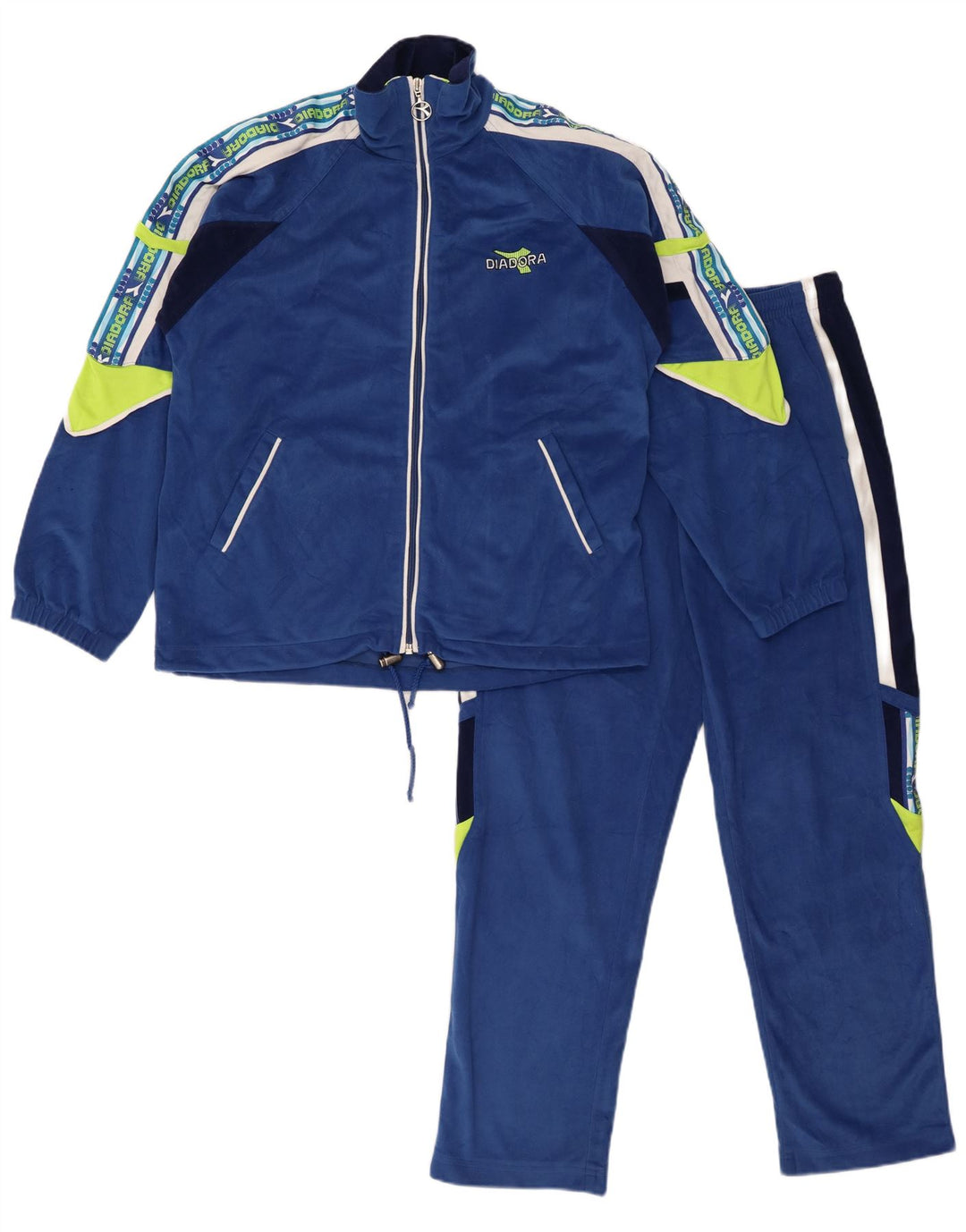 DIADORA Boys Graphic Full Tracksuit 13-14 Years 2XL Blue Colourblock