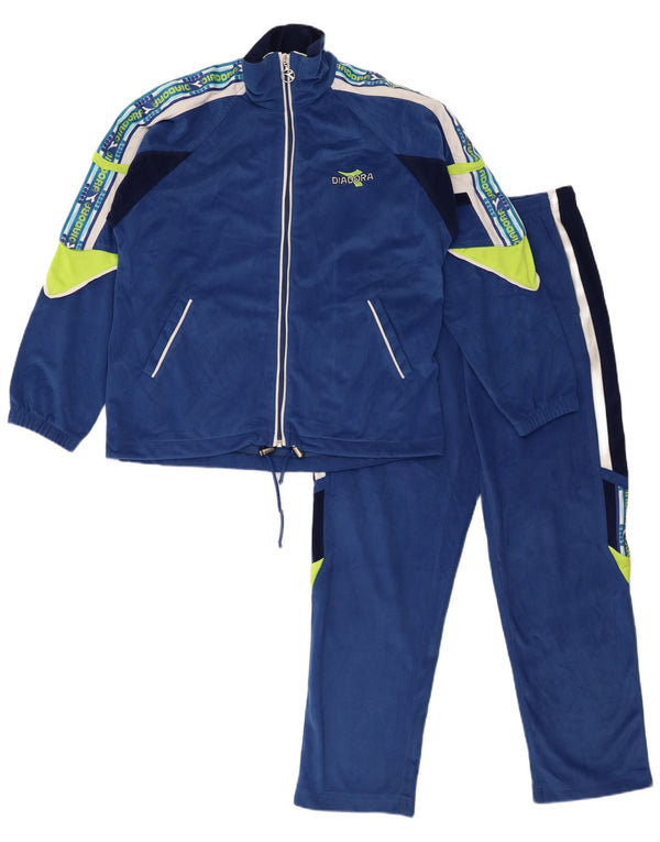DIADORA Boys Graphic Full Tracksuit 13-14 Years 2XL Blue Colourblock
