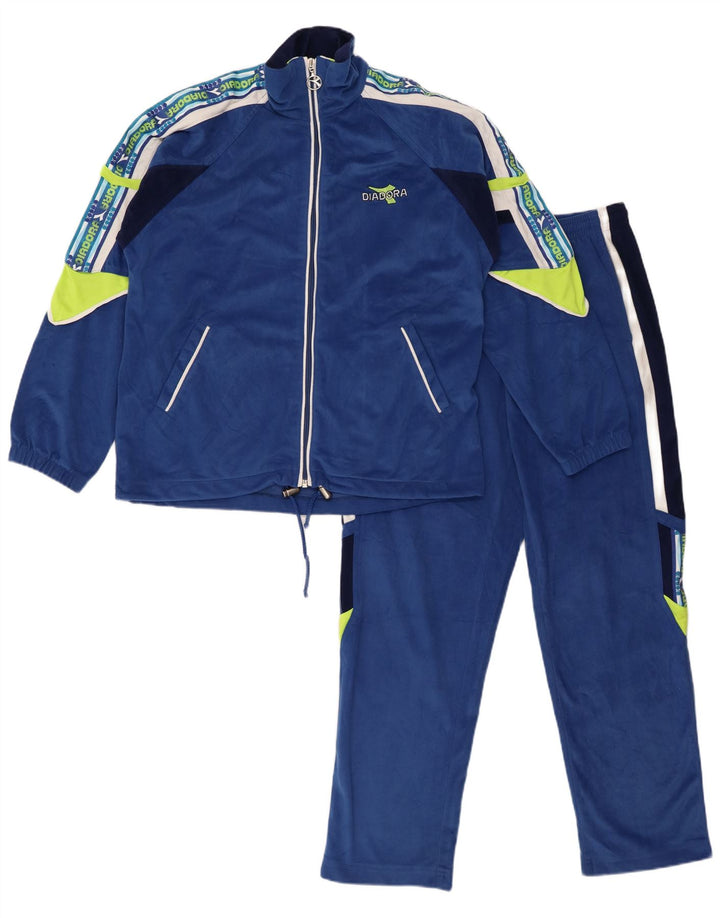 DIADORA Boys Graphic Full Tracksuit 13-14 Years 2XL Blue Colourblock