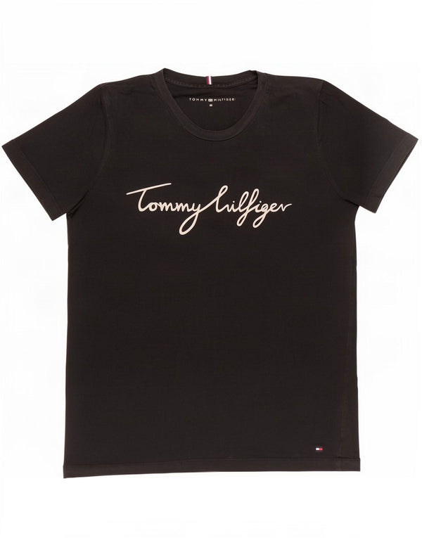 Женская футболка с рисунком Tommy Hilfiger Top UK 14, средний черный хлопок