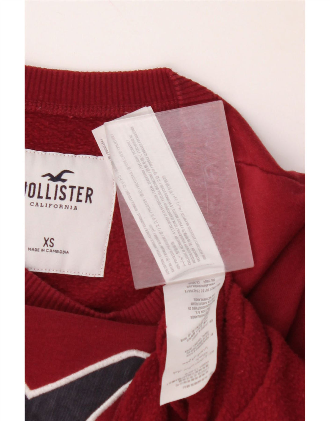 Мужской свитшот с рисунком HOLLISTER XS, бордовый хлопок, хлопок