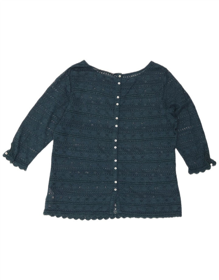 Женская кружевная блузка FAT FACE с рукавом 3/4, Великобритания 14, большой зеленый хлопок с цветочным принтом