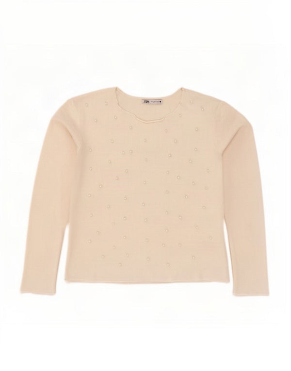 Zara Womens Boat Neck Jumper Sweater UK 10 Small White Viscose