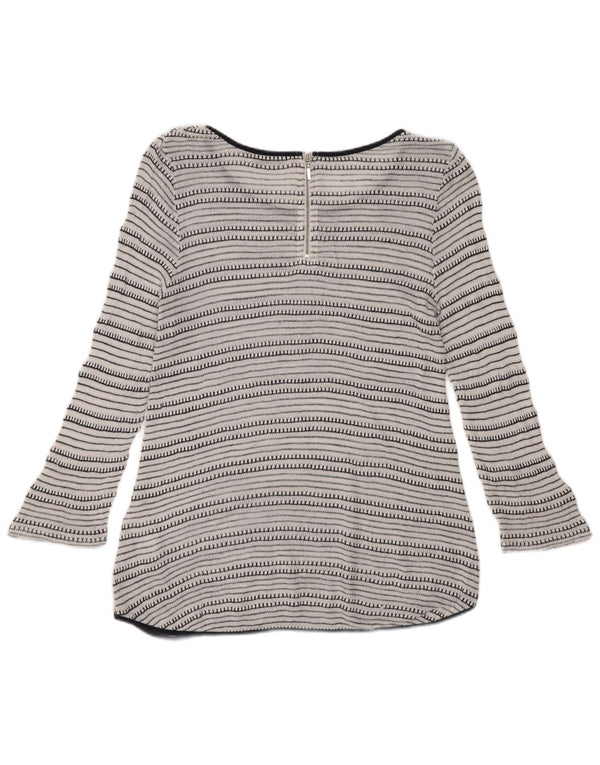 Oasis Womens 3/4 Sleeve Tunic Top UK 12 Medium White Striped Viscose