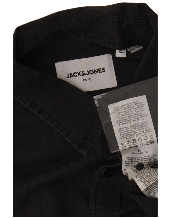 Мужская джинсовая рубашка Jack & Jones XL серая, хлопок
