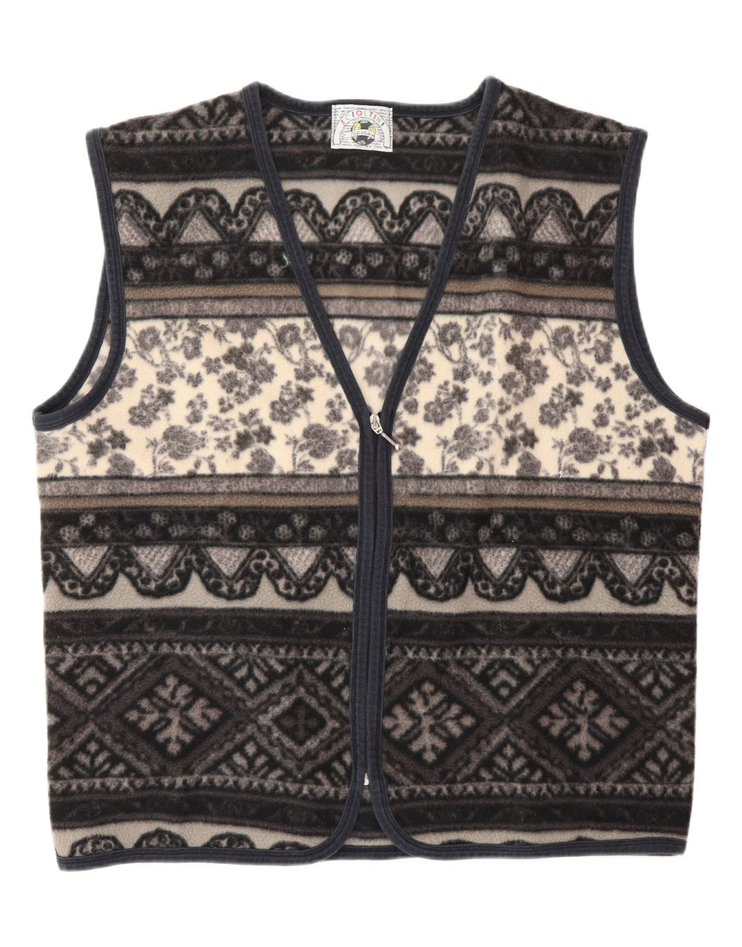 Мужской флисовый жилет VINTAGE UK 42 XL, серый полиэстер Fair Isle
