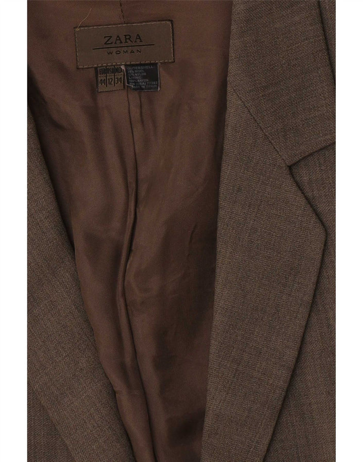 Женский пиджак Zara на 1 пуговице EU 44 XL из коричневой шерсти