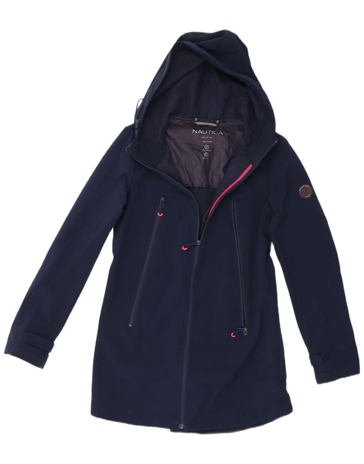 Женская дождевик с капюшоном Nautica UK 14, большой темно-синий полиэстер