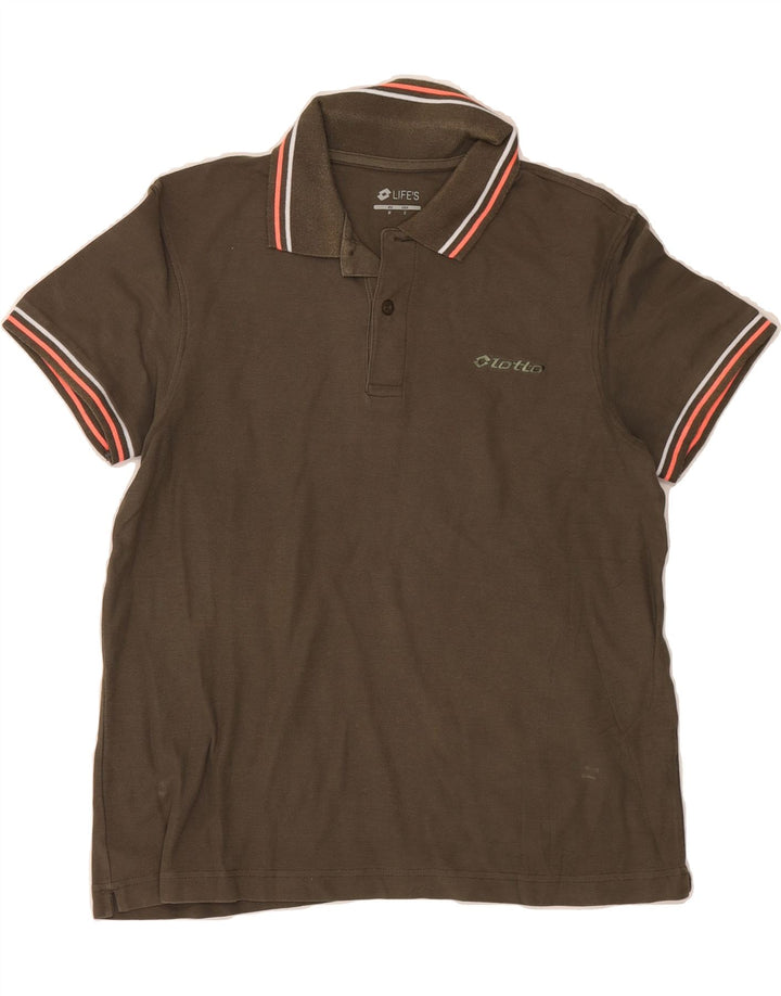 LOTTO Mens Polo Shirt Small Khaki Cotton Vintage Lotto and Second-Hand Lotto from Messina Hembry 