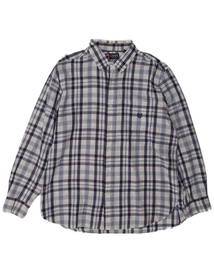 Мужская фланелевая рубашка Chaps XL, темно-синяя хлопковая клетка в клетку