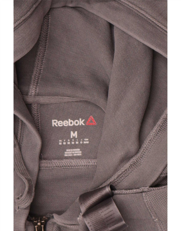 Reebok Мужской свитер с капюшоном на молнии среднего серого цвета, хлопок