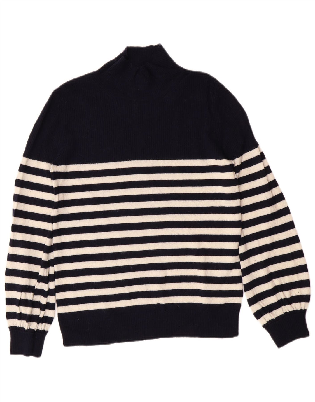 Женский джемпер с высоким воротником WHISTLES UK 10, маленький темно-синий в полоску