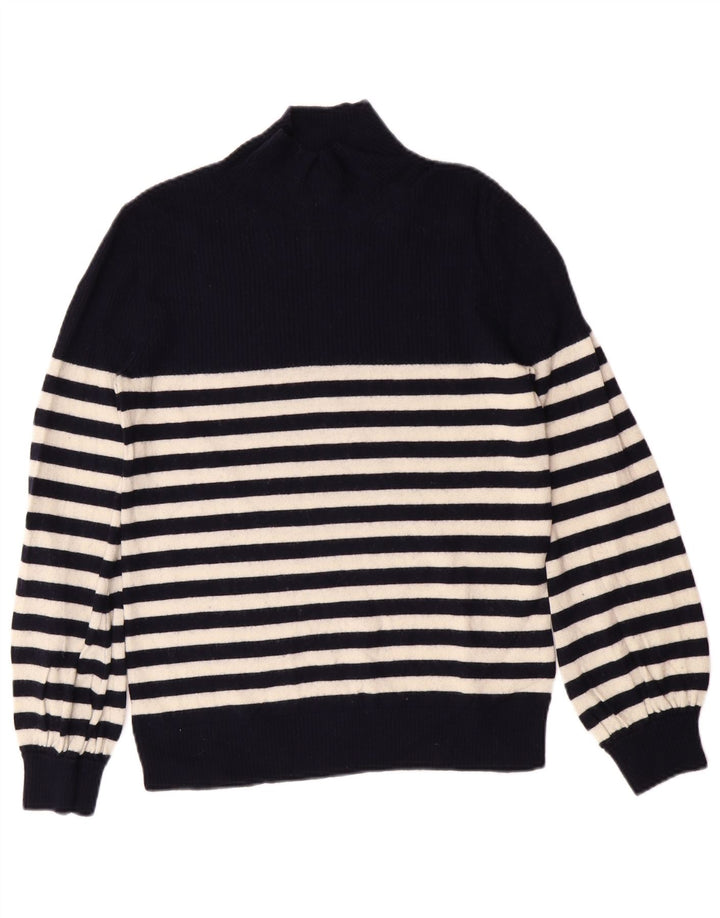 Женский джемпер с высоким воротником WHISTLES UK 10, маленький темно-синий в полоску