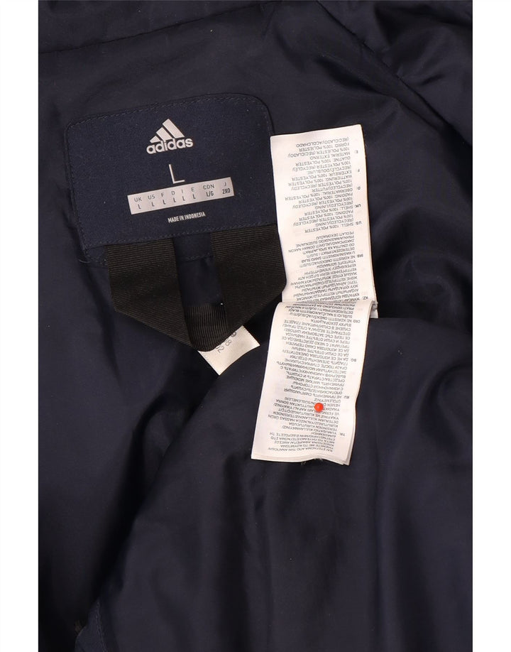 Мужская ветровка Adidas с капюшоном UK 40, большая темно-синяя полиэстер