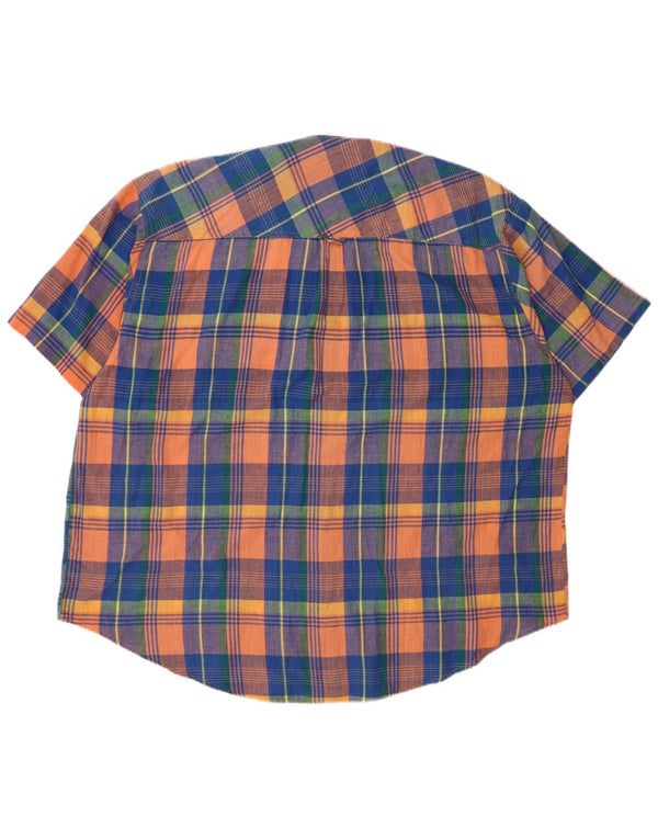 Винтажная мужская рубашка обычного кроя, размер 45/46, 2XL, хлопковая разноцветная клетка