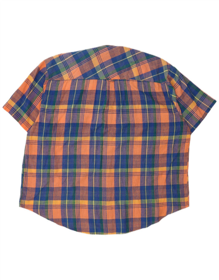 Винтажная мужская рубашка обычного кроя, размер 45/46, 2XL, хлопковая разноцветная клетка