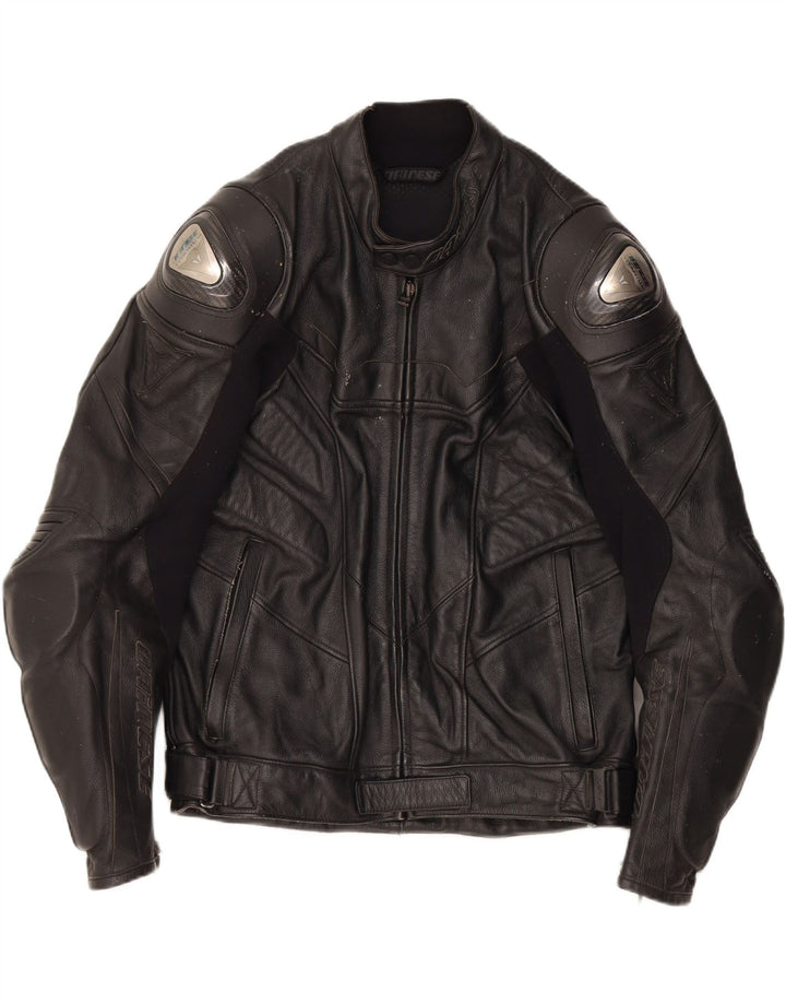 Мужская кожаная гоночная куртка DAINESE IT 50, большая черная кожа