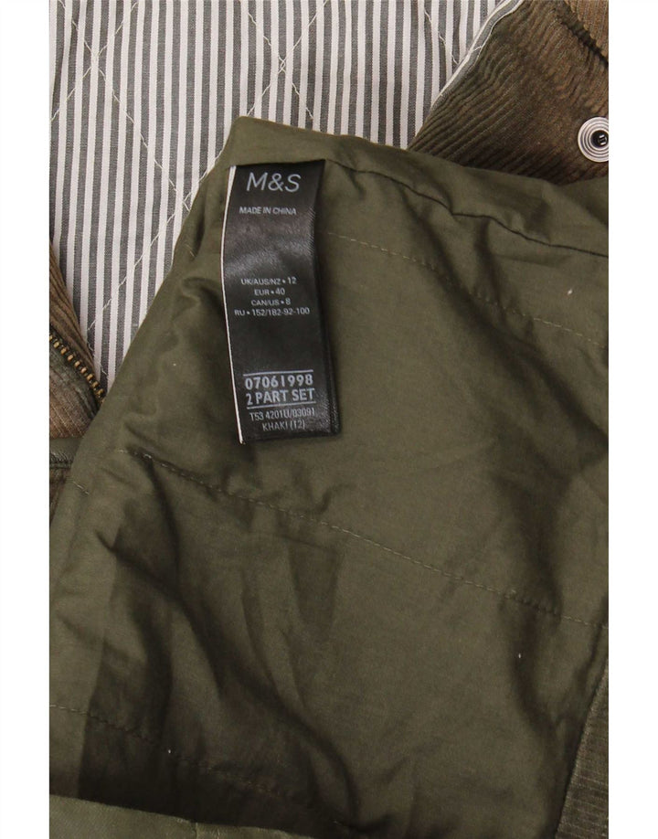 Женская куртка из вощеного хлопка с капюшоном Marks & Spencer UK 12, средний хаки