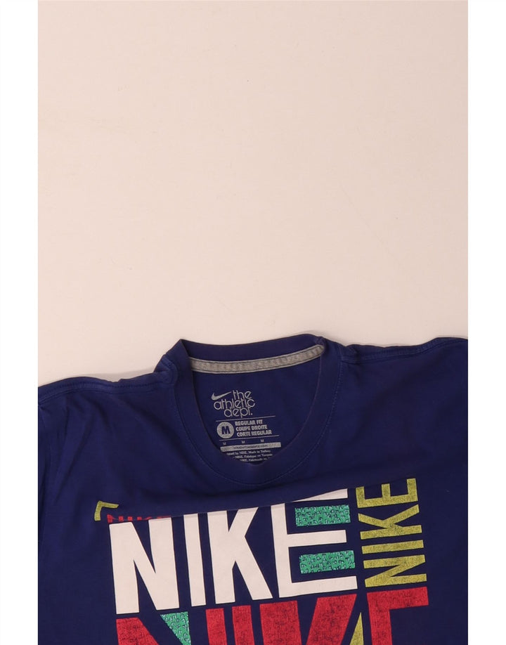 Мужская футболка NIKE стандартного кроя с рисунком, хлопковый топ среднего синего цвета