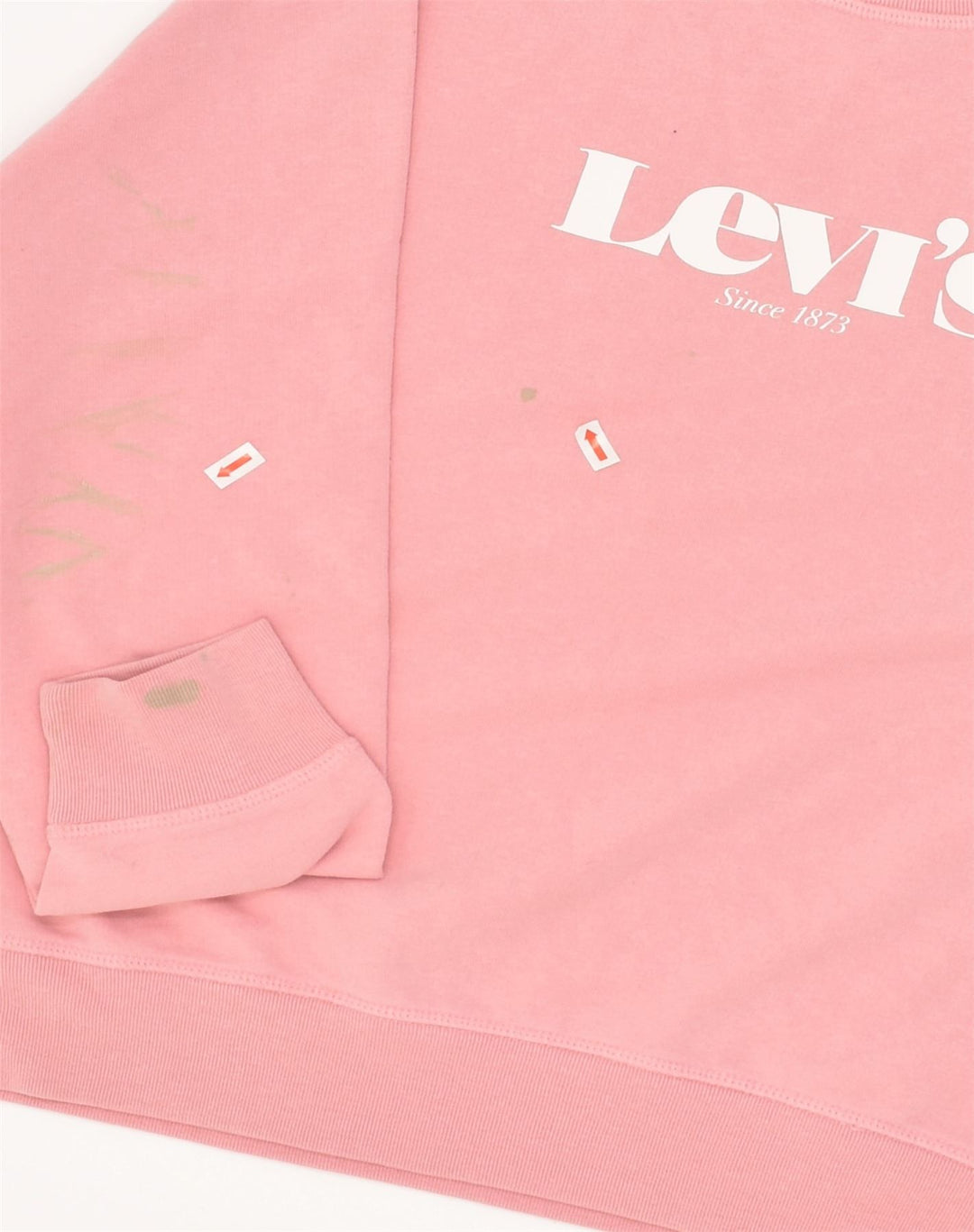 LEVI'S Womens Graphic Sweatshirt Jumper UK 10 Small Beige Cotton | Vintage Levi's | Thrift | Second-Hand Levi's | Used Clothing | Messina Hembry 