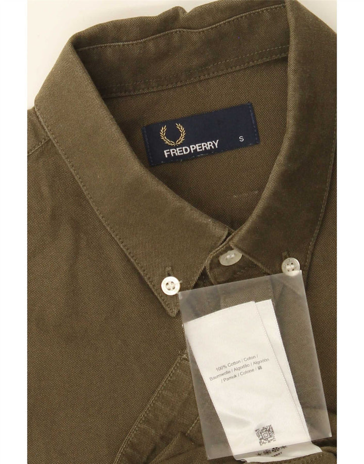 Мужская рубашка стандартного кроя с коротким рукавом Fred Perry, маленький зеленый хлопок