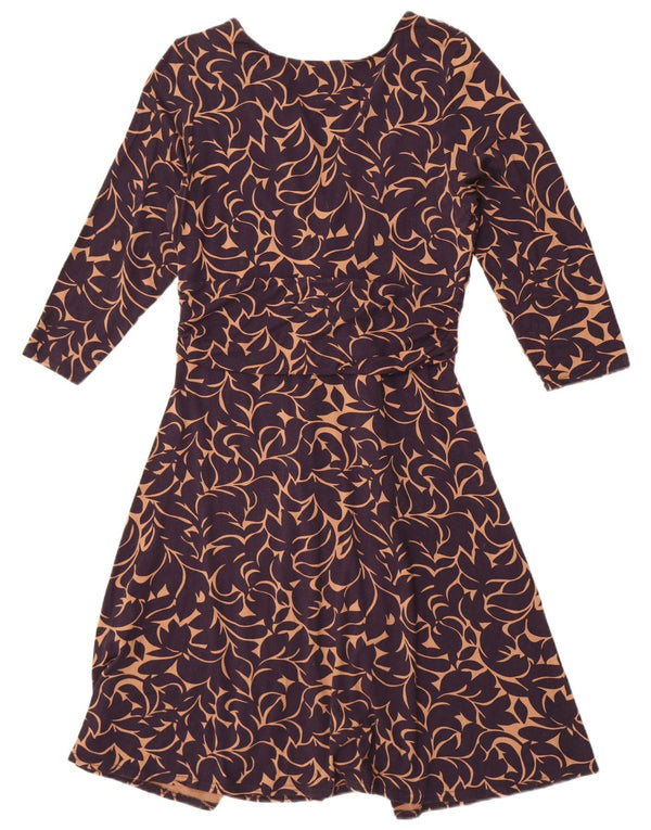 Женское платье А-силуэта с рукавом 3/4 Phase Eight UK 16, большой темно-синий цветочный принт