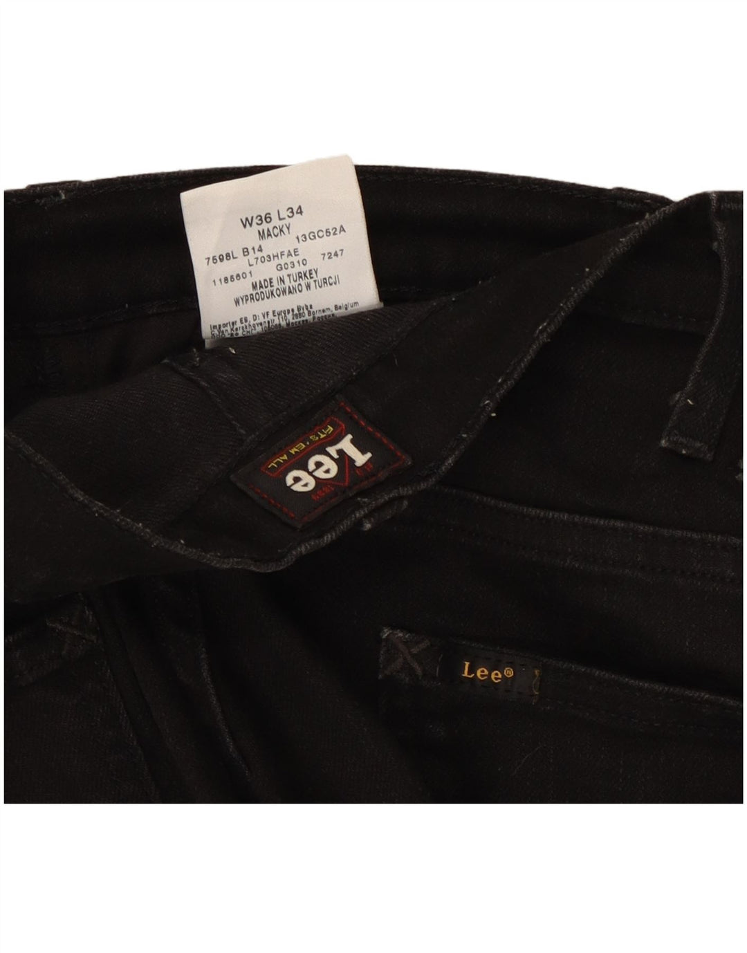 Мужские прямые джинсы LEE Macky W36 L27, черный хлопок