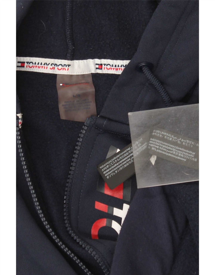 Tommy Hilfiger Мужской свитер с капюшоном и молнией с графическим рисунком, большой темно-синий полиэстер