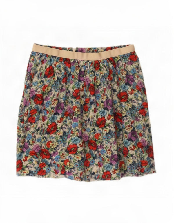 Женская мини-юбка Topshop UK 12 Medium W28, разноцветная вискоза с цветочным принтом